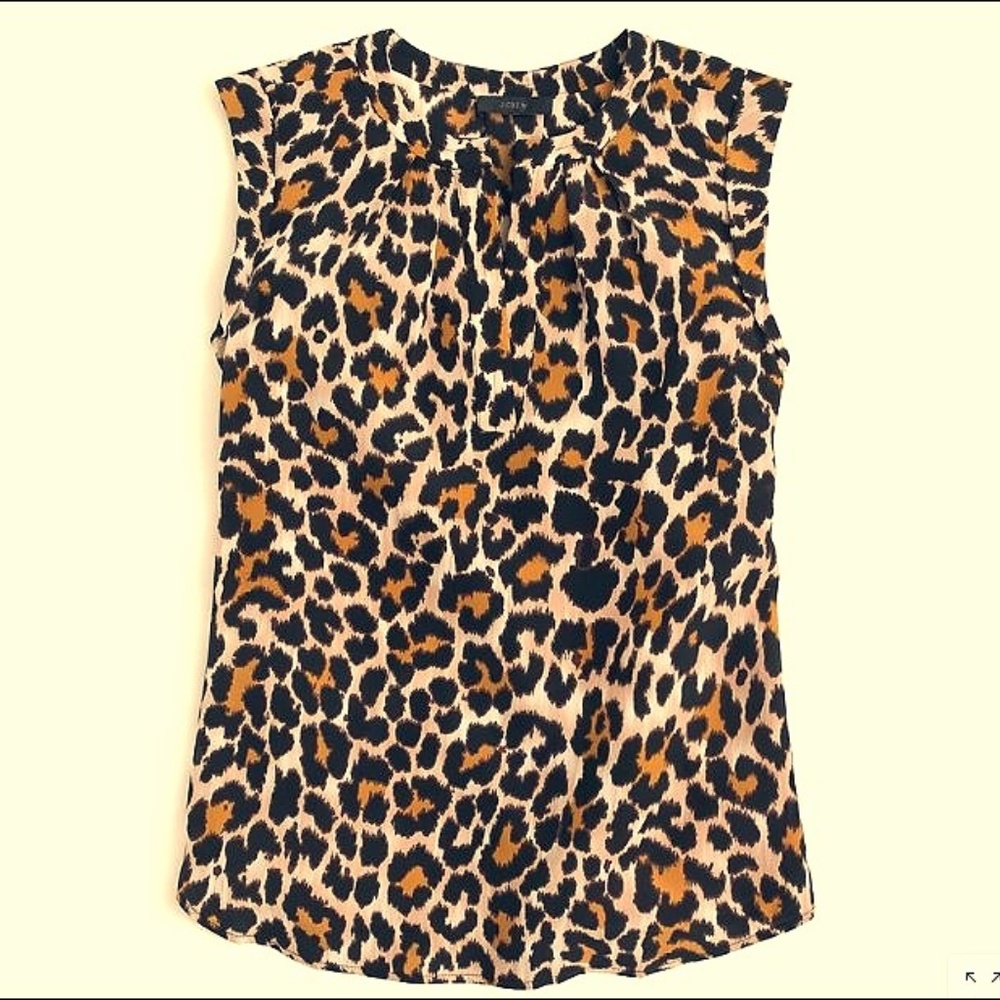 J.Crew Cuffed-sleeve top in leopard print